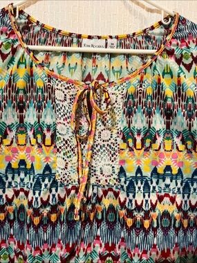 NWOT KIM ROGERS - 3X - Lace - Tie - Lightweight - BOHO - Colorful